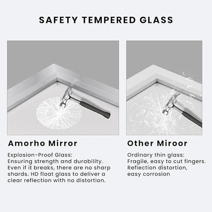 Amorho 24x30 Inch Bathroom Mirror Silver, Thick Metal Framed Wall Mirrors for Over Sink, Brushed Nickel Mirror Perfect for Bedroom, Living Room, Entryway, Rectangle (Horizontal/Vertical).