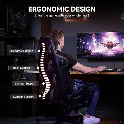 GTPLAYER Gaming Chair with Bluetooth Speakers and Footrest, Ergonomic Gamer Chair with Reclining Backrest, 3D Armrests, Adjustable Seat Height, Computer Desk Chair for Adults (Camouflage)