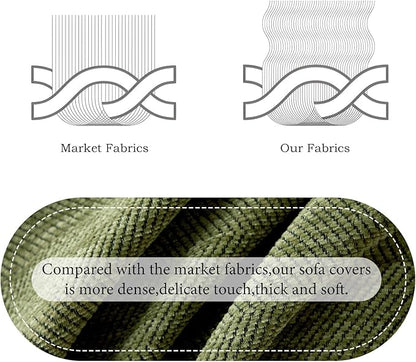 STACYPIK Christmas Breathable Matcha Green Couch Covers Minimalist Sofa Cover Scratch Resistant Herringbone Couch Protector for 3 Cushion Couch L Shape Cover Futon Cover Decorative for Couch-71X150IN