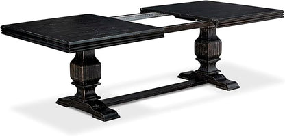 NKCY9-SBB-33 9-Piece Kitchen Table Set Includes a Dining Table and 8 Brown Textured Polyester Fabric Dinner Chairs with High Back, 44x100 Inch, Sand Blasting Black