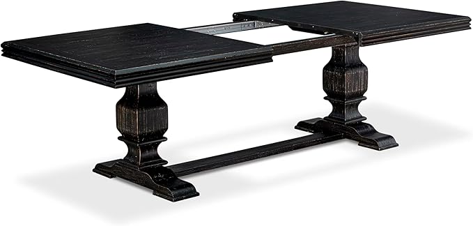 NKSI9-SBB-21-9-Piece Kitchen Table Set Consists of a Dinner Table and 8 Blue Linen Fabric Upholstered Chairs with Button Tufted Back - Sand Blasting Black Finish
