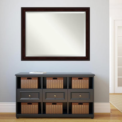 Amanti Art Brown Wall Mirror 35x45 Coffee Bean Brown Rectangle Bathroom Mirror for Wall Decor Living Room, X-Large Casual Frame, Hangs Horizonally and Vertically, Bathroom Decor, Beveled Edge from WI