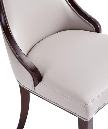 Manhattan Comfort Grand Avenue Faux Leather Dining Chairs, Parsons Accent Furniture with Padded Wingback Seat and Solid Beech Wood Frame, Set of 4, Light Grey