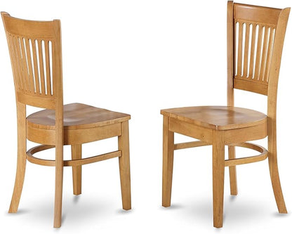 East West Furniture DMVA5-OAK-W 5 Piece Modern Dining Table Set Includes a Round Wooden Table with Dropleaf and 4 Kitchen Dining Chairs, 42x42 Inch, Oak