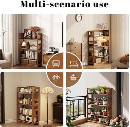 4 Tier Solid Wood Open Shelf Bookcase,Modern Wooden Display Bookshelf,Farmhouse Wide Bookshelves, Freestanding Storage Cabinet for Study Room Office Living Room sunroom