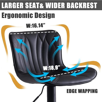 YOUNIKE Black Bar Stools Set of 6 Modern Swivel Counter Height Bar Chair with Back Adjustable Kitchen Island Faux Leather Padded Barstools taburetes de bar Breakfast sillas para barra de cocina 6PCS