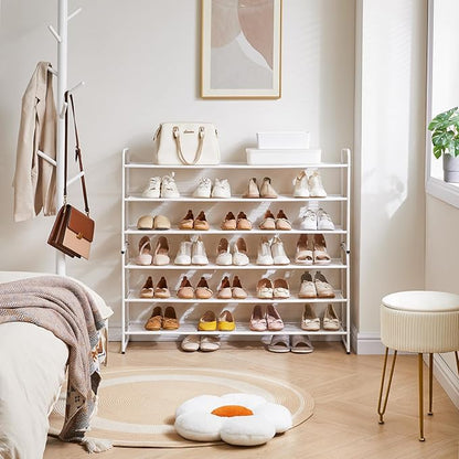 YMYNY Freestanding Shoe Racks, 3 Tiers Stackable & Adjustable Shoe Storage Shelf, Extra Large Capacity Shoe Organizer Stand for 20-24 Pairs, for Entryway, Closet, Bedroom, White, 42.9" L, UHXJ302W