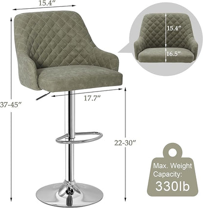 VECELO Bar Stools Set of 4, Adjustable Bar Stools with Back, Bar Height Stools for Kitchen Counter