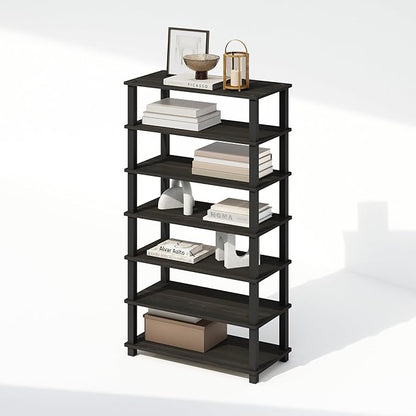 Furinno Turn-S-Tube 4-Tier Multipurpose Standing Shelves, Espresso/Black, Set of 2