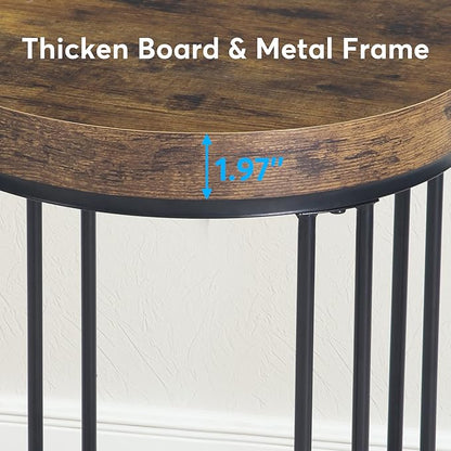 Tribesigns Round End Table, Modern Side Small Accent Nightstand with Metal Frame, Wooden Circle Bedside for Living Room Sofa Couch, Bedroom, Easy Assembly, Space Saving, Rustic Brown & Black