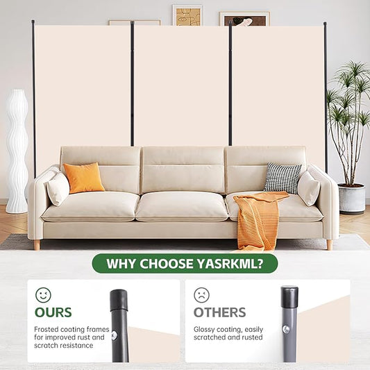 YASRKML Room Divider Folding Privacy Screens, Portable Room Divider Panel 3 Panel Partition Room Dividers Screen, Freestanding Room Partitions and Dividers Fabric Dividers for Room Separation, Beige