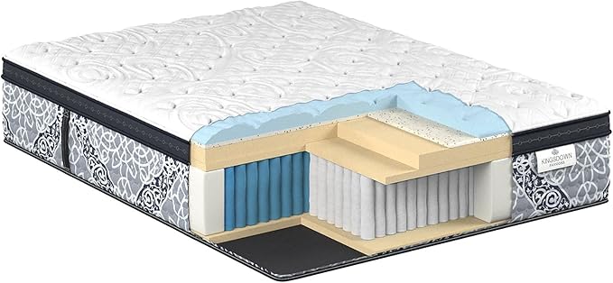 Kingsdown Cushion Firm Euro Pillow Top Hybrid Full/Double Mattress Cooling Gel Memory Foam Layer Multi-Layered Motion Isolation Cool Sleep Quilted Top Luxury Mattresses, 15-inch, Passions Engleson