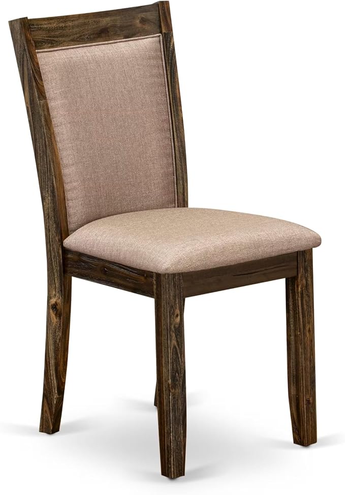 East West Furniture V777MZ716-5 5 Piece Dining Room Furniture Set Includes a Rectangle Dining Table with V-Legs and 4 Dark Khaki Linen Fabric Parsons Chairs, 40x72 Inch, Multi-Color