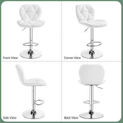 Yaheetech Barstools Set of 2, PU Leather Counter Stools Bar Chairs with Backrest, Height Adjustable Swivel Tall Chairs for Home Bar Kitchen Island, White
