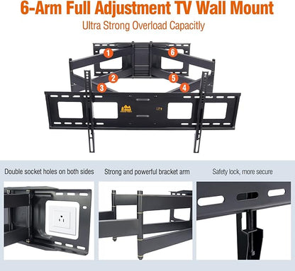FORGING MOUNT Long Extension TV Mount, Heavy Duty Dual Arm Full Motion TV Wall Mount Bracket with 43 inch Long Arm,Fits 50 to 90 Inch LCD, OLED 4K Flat/Curve TVs, Holds up to 165 lbs,VESA800x400mm
