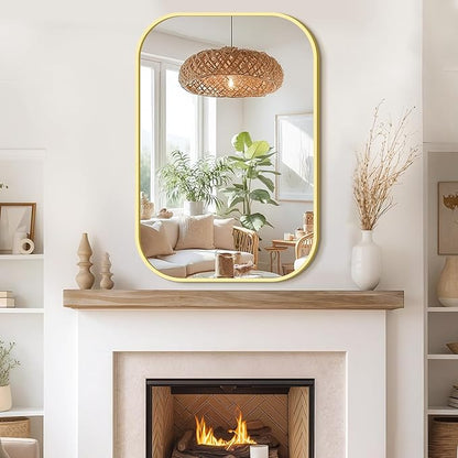 Bathroom Mirrors for Over Sink, 24x36 Gold Vanity Mirror for Bathroom Sink, HD Shatterproof Squircle Wall Mirror for Bathroom Washroom Lavatory Restroom Metal Frame
