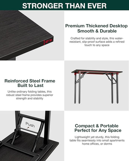 Frylr Small Folding Computer Desk – Portable 43.3 Inch Foldable Laptop Table, Collapsible and Compact for Easy Storage and Fast Setup, Lightweight for Small Spaces, Craft and Study Use,Charcoal Wenge