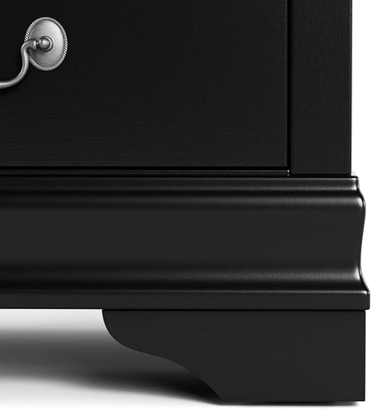 Furniture of America Arabella Traditional Solid Wood Nightstands Set of 2, Bedside Table with Drawers and Antique Nickle Handles, No Assembly Wooden Night Stands for Bedrooms, Guest Room, Dorm, Black