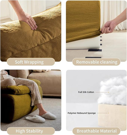 Bean Bag Chair - Memory Foam Bean Bag Chair for Adults, Comfy High-Resilience Single Sofa, Small Space Floor Chair, Chaise Lounge for Living Room, Bedroom (Grass Green, Cushions)
