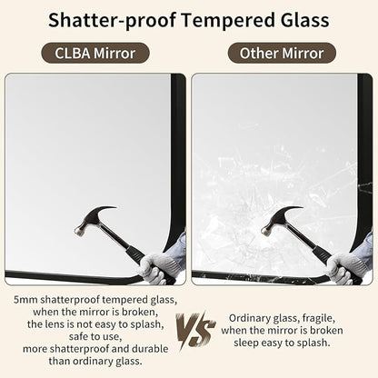 Black Bathroom Mirror, 22x30 Inch Aluminum Frame Rectangle Mirror, Anti-Rust, Tempered Glass, Wall Mirror for Over Sink, Vanity, Bedroom, Entryway, Horizontal/Vertical