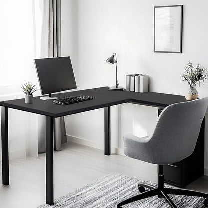 Kaboon 45.67"x23.62" Black Table Top, Solid One-Piece Desktop, Reversible Melamine Countertop, Double Desks, L-Desk DIY