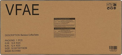 VaeFae Oval Coffee Table, Bamboo Coffee Table for Living Room, 2-Tier Wooden Farmhouse Center Table with Storage Shelf
