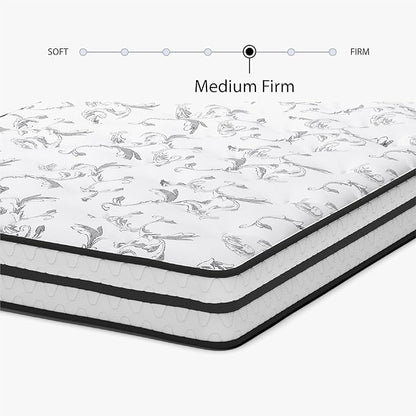 Signature Design by Ashley Full Size Chime 8 Inch Medium Firm Innerspring Mattress with Pressure Relief Quilt Foam, Fiberglass Free, Mattress In A Box
