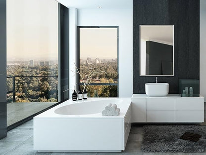 Hamilton Hills 30x40 inch Bathroom Mirror Cabinet - Large Rectangular Wall-Mounted Mirrors for Bathroom - 1/2 inch Floating Frame Vanity Mirror with Nickel Glass - Hangs Horizontal or Vertical