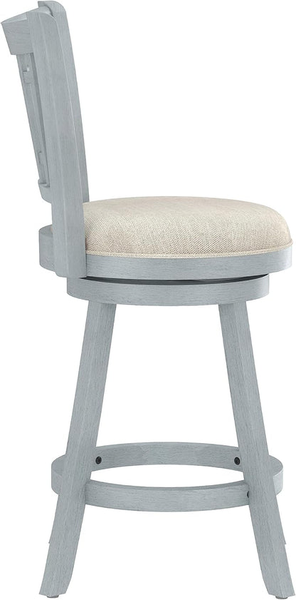 Hillsdale Fairfox 24.5" Wood Swivel Counter Height Stool, Blue Wire Brush