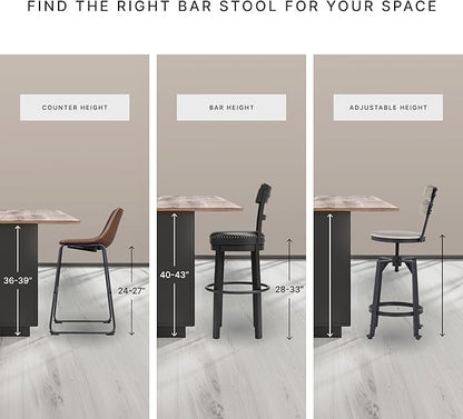 Signature Design by Ashley Lyncott Contemporary 28.5" Counter Height Upholstered Bar Stool with Foam Cushion, 2 Count, Light Gray & Brown