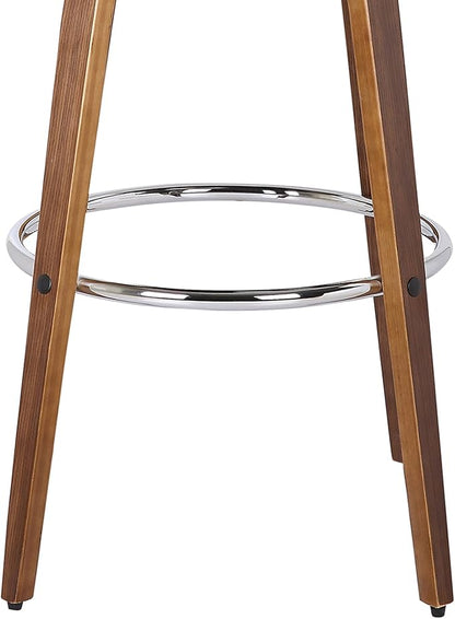 Armen Living Sonia 26" Counter Height Swivel Brown Faux Leather and Walnut Wood Bar Stool - Set of 2