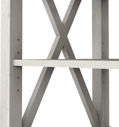 Bush Furniture Key West Tall TV Stand for 65 Inch TV in Linen White Oak, Farmhouse Entertainment Center with Storage