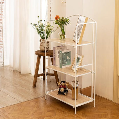 Crofy No Assembly Folding Bookshelf for Living Room, 3 Tier White Collapsible Book Shelf for Home Office, Portable Bookcase Storage Organizer