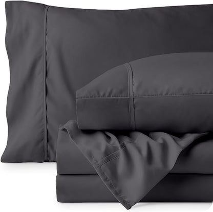 Bare Home Ultra-Soft Full XL Sheet Set - Luxury 1800 - Hydro-Brushed - Deep Pockets - Easy Fit - 4 Piece Set - Bedding Sheets & Pillowcases (Full XL, Forged Iron Grey)