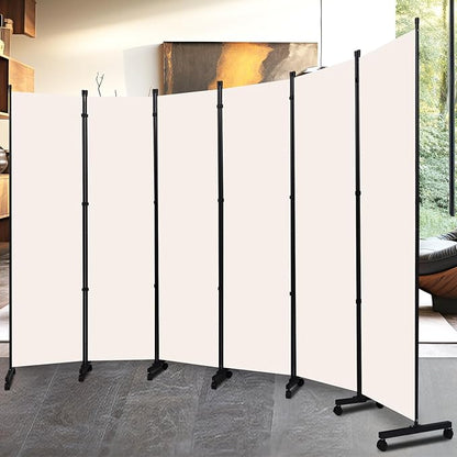 Room Divider Folding Privacy Screens with Lockable Wheels, 132'' Partition Room Dividers Freestanding Room Divider Fabric Panel for Room Separation, Wall Divider for Home Office Bedroom Dorm Decor