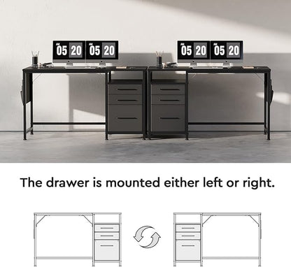 Ｍａｉｈａｉｌ Maihail Small Desk with Drawers, 47 inch Computer Desk with Shelves, Writing Desk with Storage, Small Office Desk with Metal Frame, Black