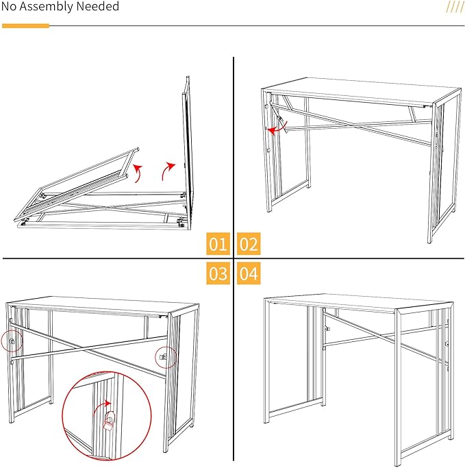 Small Folding Desk 32 inch, No Assembly Required Small Office Desk, Writing Gaming Computer Camping Desk, Beige