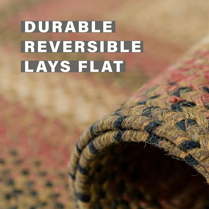 Russet Multi Color Jute Braided Rug Runner, 22x72 Rectangle - Warm Country Decor, Perfect for Laundry Rooms, Kitchens and Entryways - Reversible and Easy to Clean