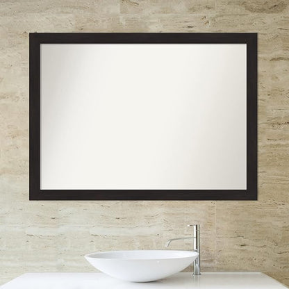 Amanti Art Brown Bathroom Mirror for Over Sink, 33x44 Furniture Espresso Rectangle Vanity Mirror, X-Large Casual Frame, Hangs Horizonally and Vertically, Bathroom Wall Decor, Non-Beveled Edge