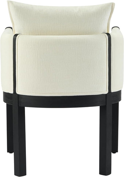Christopher Knight Home Lucid Linen Upholstered Dining Chairs Set of 2, Rubber Wood Dining Room Chairs, Modern Armchair, Extra Seating for Dining Room, Versatile Indoor Furniture, White + Black