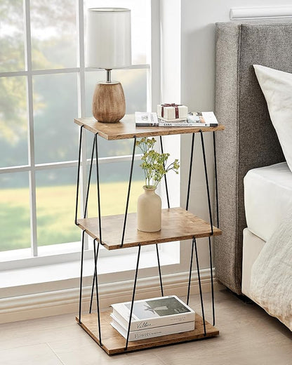 Tall Side Table, Small End Table, 29 inch High Entryway Table, Bedside Table for Living Room, Bedroom and Office, Greige & Black