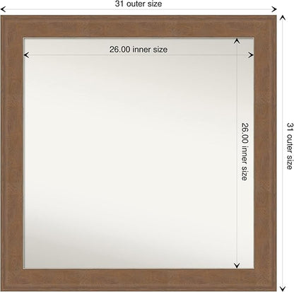 Amanti Art Grey Bathroom Mirror for Over Sink, 31x31 Alta Brown Grey Square Vanity Mirror, Large Country Rustic Frame, Hangs Horizonally and Vertically, Bathroom Wall Decor, Non-Beveled Edge