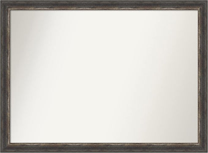 Amanti Art Brown Bathroom Mirror for Over Sink, 32x43 Bark Rustic Char Rectangle Vanity Mirror, X-Large Country Rustic Frame, Hangs Horizonally and Vertically, Bathroom Wall Decor, Non-Beveled Edge