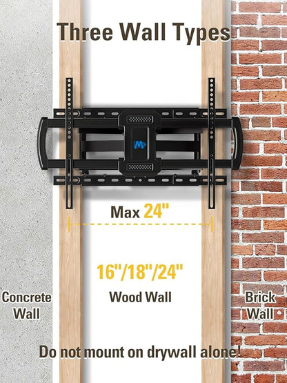Mounting Dream TV Wall Mounts Bracket for Most 42-84 Inch TVs, UL Listed Premium TV Mount Full Motion with Articulating Arms, Max VESA 600x400mm and 100LBS, Fits 16", 18", 24" Studs, MD2296-24K