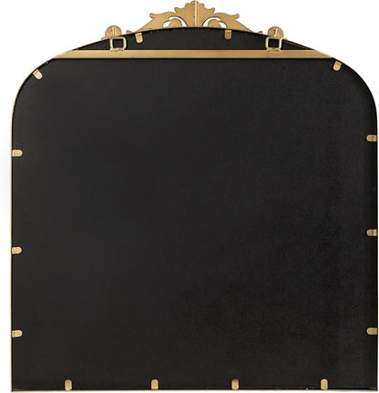 Kate and Laurel Arendahl Ornate Traditional Square Arched Mirror; 28 x 30; Antique Gold; Decorative Baroque Style Arch Vintage Mirror with Wide Frame and Ornamental Crown