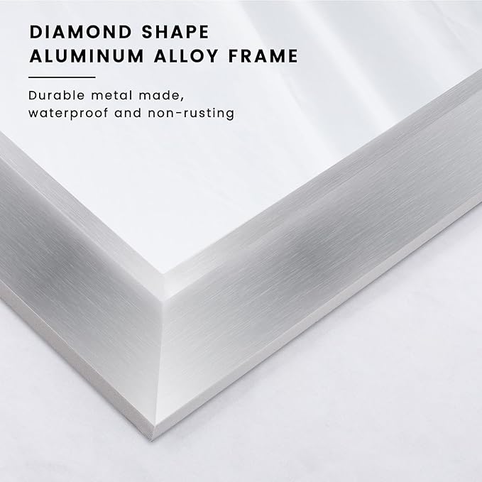 Amorho 40x30 Inch Bathroom Mirror Silver, Thick Metal Framed Wall Mirrors for Over Sink, Brushed Nickel Mirror Perfect for Bedroom, Living Room, Entryway, Rectangle (Horizontal/Vertical).