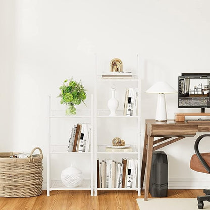 Bookshelf Storage Shelf Small Bookcase Freestanding Storage Stand for Living Room, Bedroom, Kitchen Rust Resistance, Easy Assembly Free Combination Multi-Functional Organizer (3 Tiers, White)