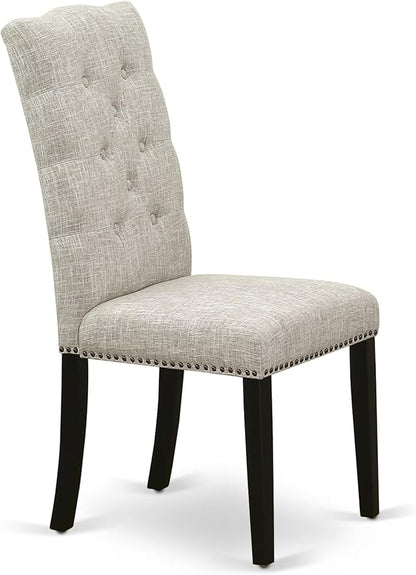 East West Furniture V697EL635-6 6 Piece Dining Table Set Contains a Rectangle Dining Room Table with V-Legs and 4 Doeskin Linen Fabric Parson Chairs with a Bench, 40x72 Inch, Multi-Color