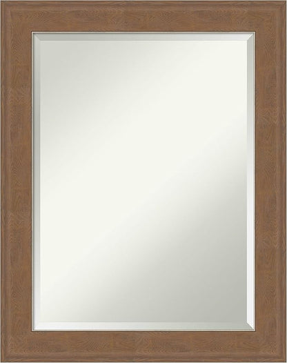 Amanti Art Brown Wall Mirror 29x23 Alta Medium Brown Rectangle Bathroom Mirror for Wall Decor Living Room, Medium Rustic Farmhouse Frame, Hangs Horizonally and Vertically, Bathroom Decor, Beveled Edge
