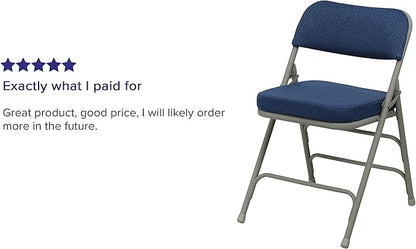 Flash Furniture Hercules Series Metal Folding Chairs with Cushioned Seat, Fabric Upholstered Event Chairs with 300-lb. Static Weight Capacity, Set of 2, Navy